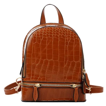 

Vintage Crocodile Pattern PU Leather Small Backpacks for Women Fashion Zipper Mini Back Pack Girls' Backpack Female Shoulder Bag