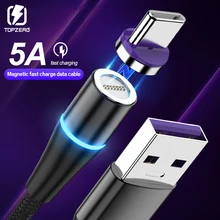 5А Магнитный кабель супер кабель передачи данных для быстрой зарядки usb type C для huawei P9 P10 p20 lite p30 pro Магнитный зарядный кабель для Android