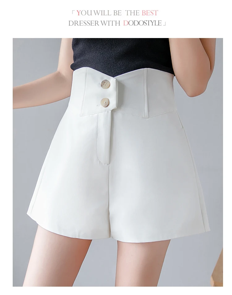 Buttons high waisted shorts for women summer thin slim loose short pants a-line wide leg chiffon shorts feminino AQ401