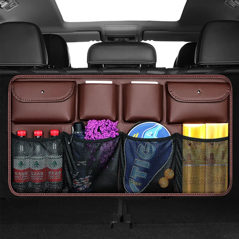 Pu Leather Car Trunk Organizer Universal Car Rear Seat Back Storage Bag Automobile Stowing Tidying Organizers