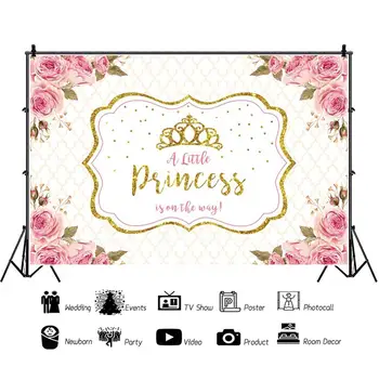 

Laeacco Baby Shower Princess Photography Backdrop Fairytal Crown Flowers Rainbow Photo Background Newborn Photo Studio
