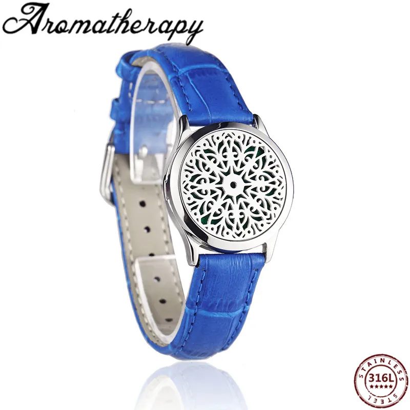 Арома кожаный браслет часы из нержавеющей стали продукт браслет ювелирные изделия ароматерапия эфирное масло диффузор ювелирные изделия дропшиппинг - Окраска металла: Blue-5