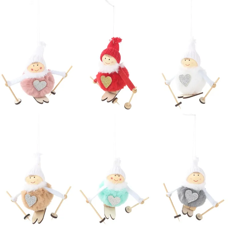 Плюшевый Ангел для катания на лыжах, Рождественский кулон, украшение для праздника, праздничные настенные Плюшевые аксессуары для игрушечной куклы
