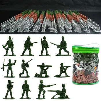 

300pcs Collection Craft Display Plastic 12 Poses Home Mini Soldiers Military Figures Models Army Men 3 Flags Gift Kids Toy