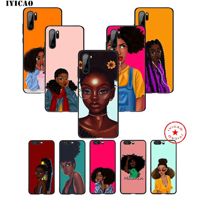Черный волшебный мягкий чехол для девочки Melanin huawei P30 P20 P10 P9 P8 2017 2016 2015 P Smart Z Plus 2019