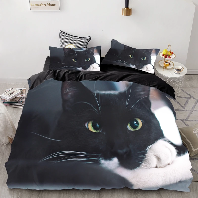 3D роскошный комплект постельного белья на заказ/король/Европа/США, набор пододеяльников, одеяло/покрывало, набор постельного белья животное ленивый кот, Прямая поставка