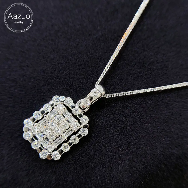 

Aazuo 18K White Gold Real Diamonds IJ SI 0.63ct Fairy Square Necklace gifted for Women Senior Banquet Wedding Link Chain Au750