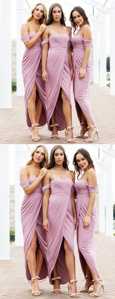 Платье подружки невесты с открытыми плечами, длиной до щиколотки,, vestido de festa, v-образный вырез, свадебное платье для гостей, Vestido Madrinha