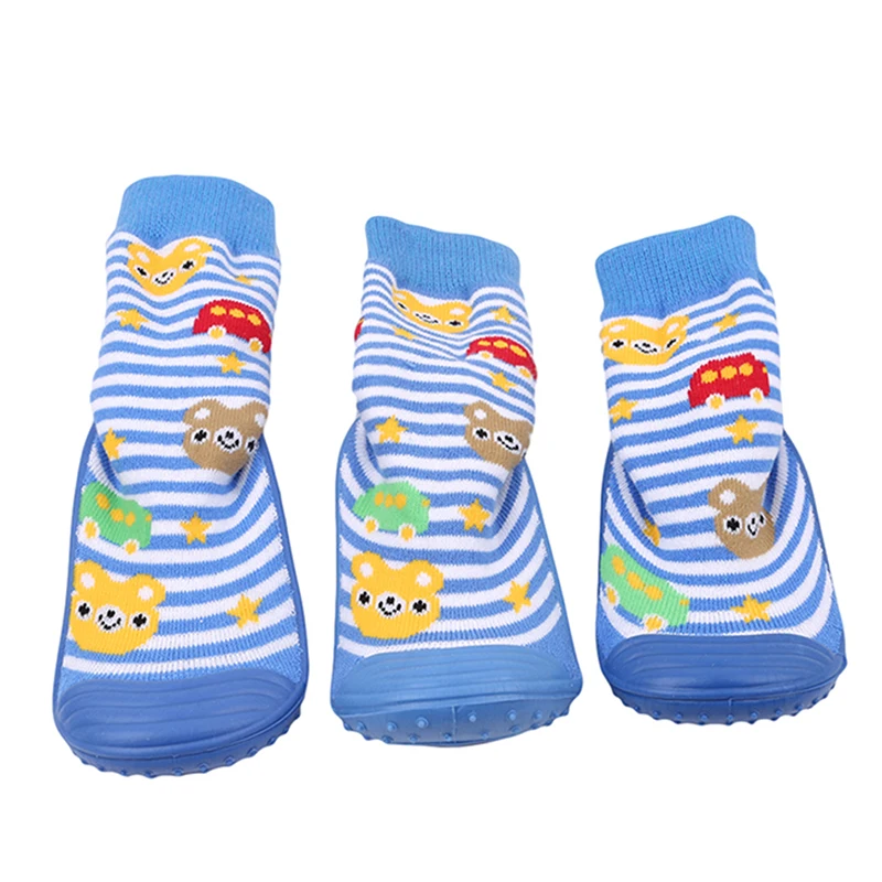 Нескользящие носки для новорожденных с резиновой подошвой, хлопковые носки для маленьких мальчиков и девочек обувь для маленьких детей, первые ходунки
