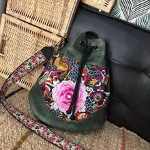  Johnature Chinese Style Embroidery Shoulder Bag Women Backpack 2022 New Vintage Large Capacity Portable Leather Travel Bags 