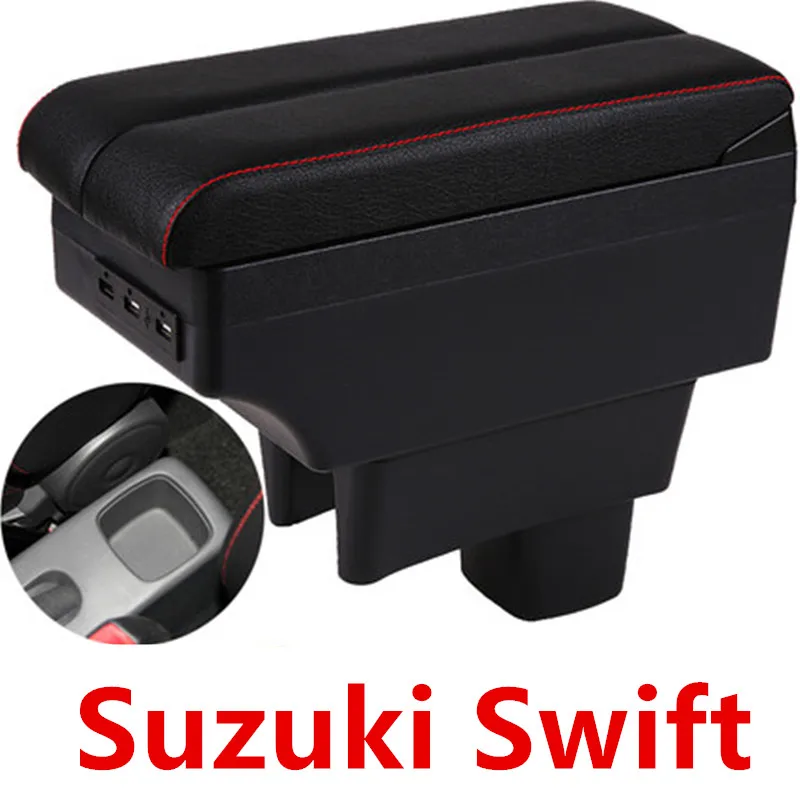 

for Suzuki Swift armrest box universal car center console modification accessories double raised with USB 2005-2020