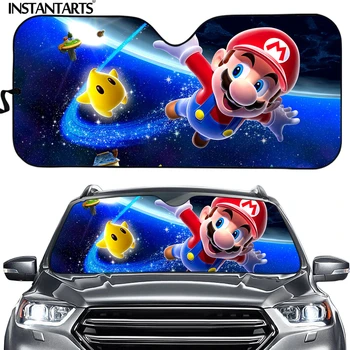 

INSTANTARTS Universal Car Front Windshield Sunshade Super Mario Bro Print Auto Front Window Sunshades Summer Windshield Shield