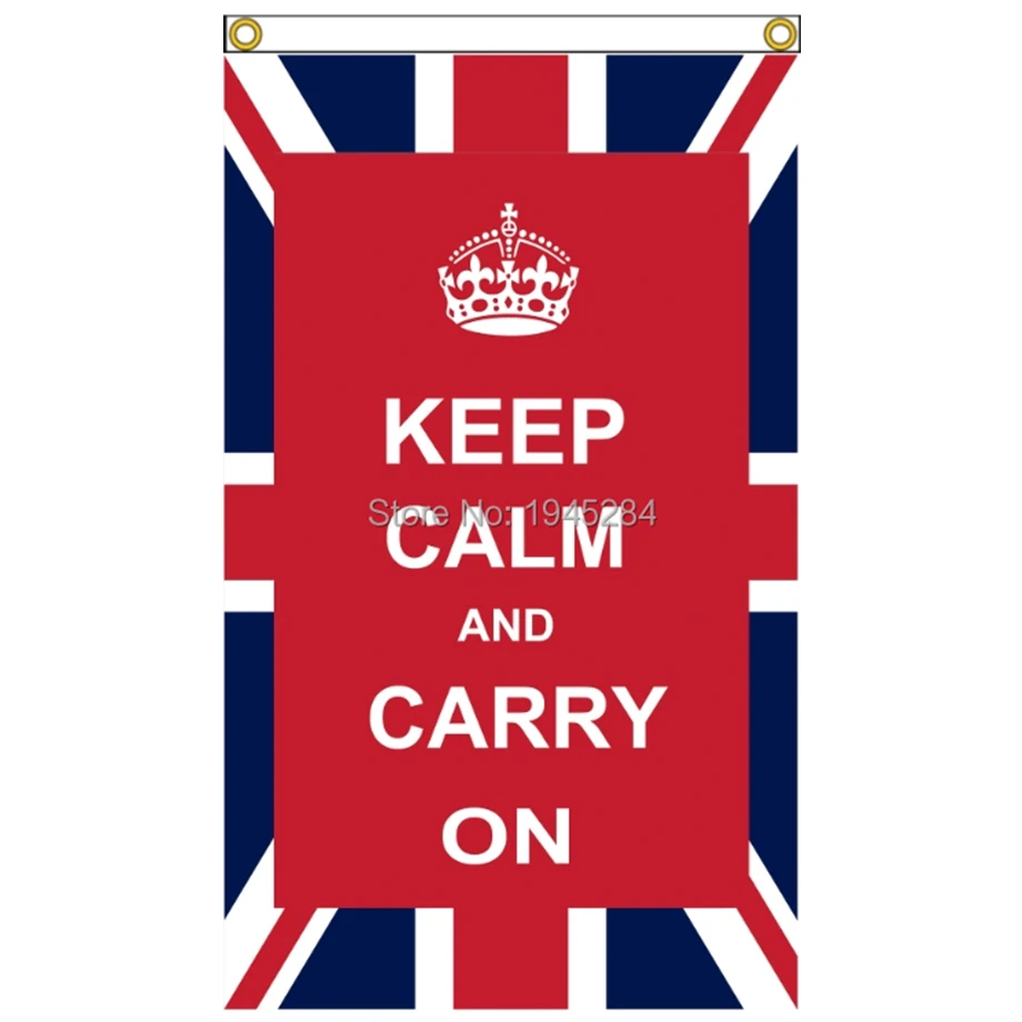 Uk Union Jack Mantieni La Calma E Porta Avanti Bandiera Personalizzata Banner Stampato Poliestere Home Decor 3X5Ft