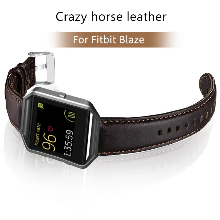 Quick Release Genuine Leather Watch Strap for Fitbit Blaze Replacement Watchbands Bracelet Band with Steel Buckle 1