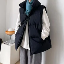 

Winter Thick Vest Men Warm Fashion Casual Multi-color Vest Coat Men Loose Sleeveless Jacket Mens Stand-up Collar Down Vest M-3XL