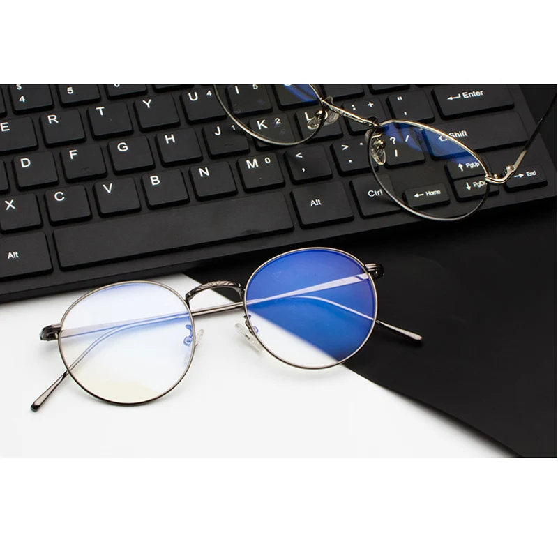 Zilead анти голубой свет очки оправа Сверхлегкий металлический круглый оптический сеточки компьютерные игровые очки