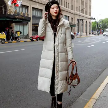 

Women 2019 Winter Plus Size 3XL Long Down Jackets Female Cotton Padded Coat Casual Slim Hooded Outwear Warm Wadded Clothes T19