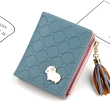 Женский короткий кошелек, новая Корейская версия мультяшного кошелька для монет, сумочка с кисточками из овечьей шерсти, маленькая посылка для карт