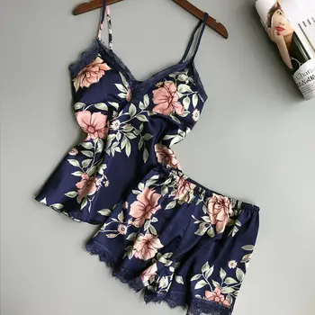 

2pcs Womens Sleepwear Sexy Satin Lace Sleepwear Babydoll Lingerie Nightdress Pajamas Set #BY