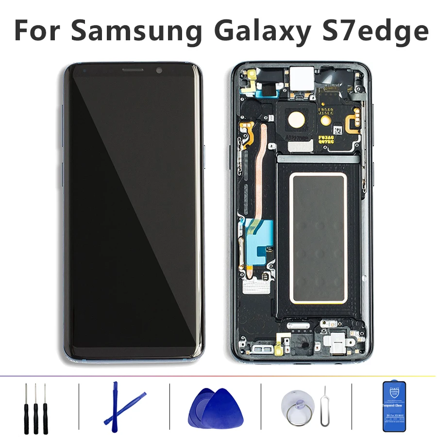 AMOLED после рынка ЖК-дисплей с рамкой для SAMSUNG Galaxy S7 edge lcd кодирующий преобразователь сенсорного экрана в сборе G935 G935F