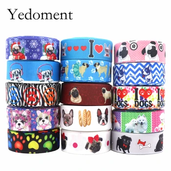 

10 yards 7/8" (22mm) dog printed grosgrain ribbon cute animals ribbon hair accessories 10 yards Y2020091803