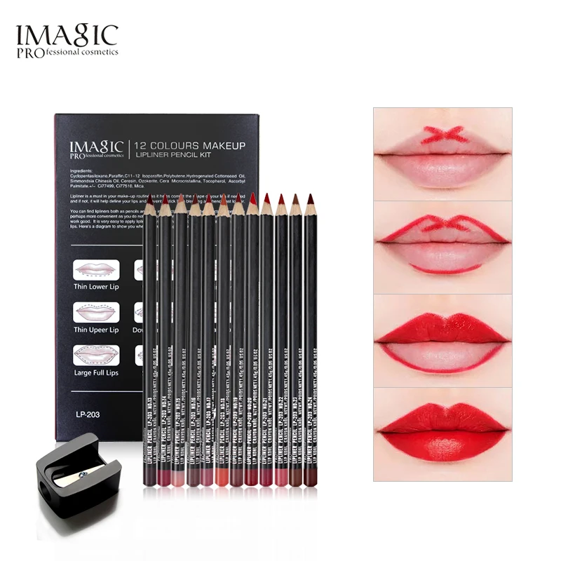 IMAGIC 12 шт. Макияж для губ модный стойкий влагостойкий подводка карандаш видов