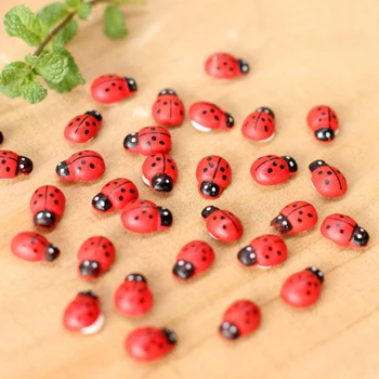 

100PCS/Set Mini Wooden Ladybug Sponge Stickers Mini Fridge Magnets for Scrapbooking Micro Landscape Decor 100pcs/bag 1.4*0.9cmr