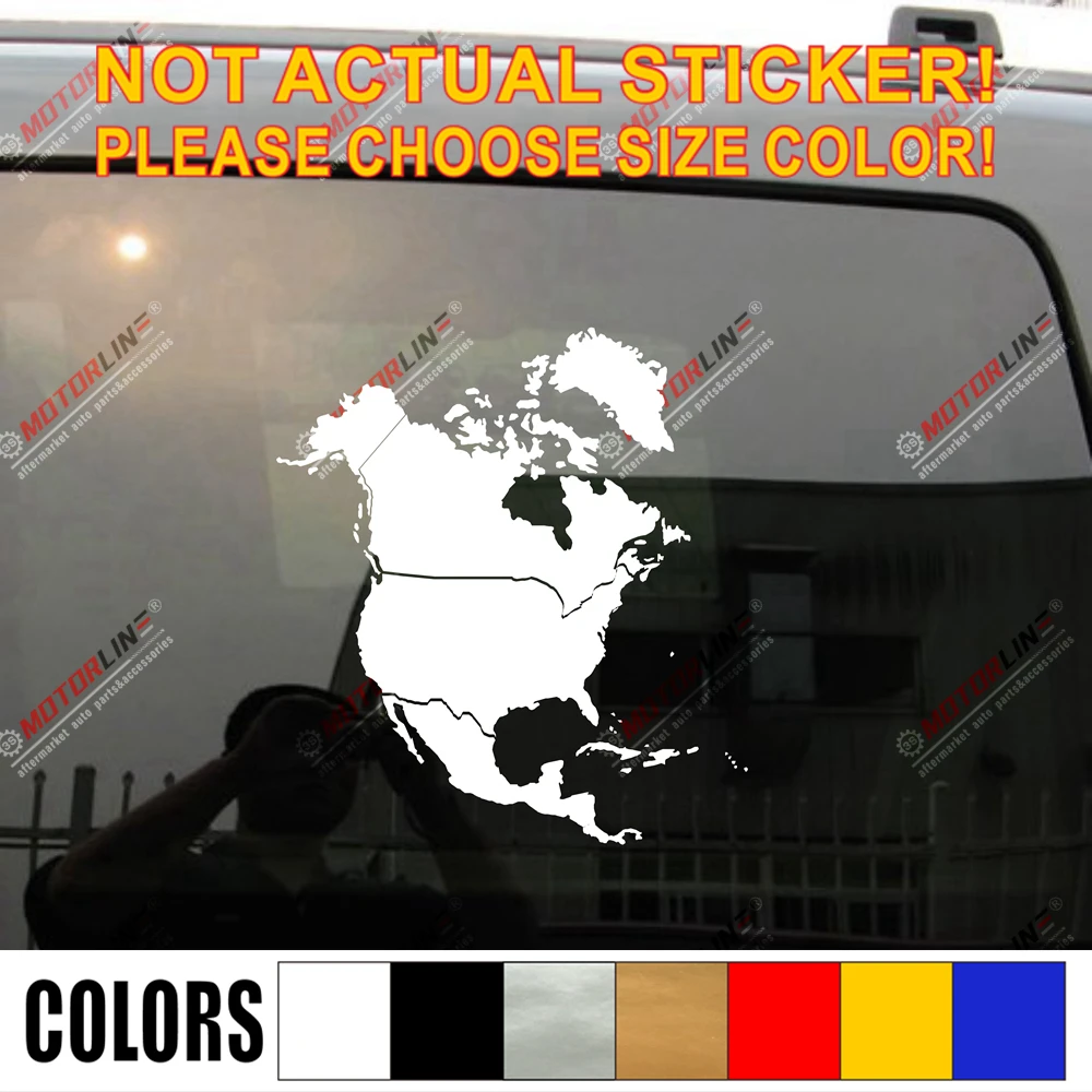

North America Map Outine Decal Sticker Car Vinyl pick size color no bkgrd