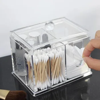

Acrylic Cotton Swab Box with Lid Cotton Swab Box Transparent Dresser Desktop Storage Cotton Swab Box Cotton Sheet Box