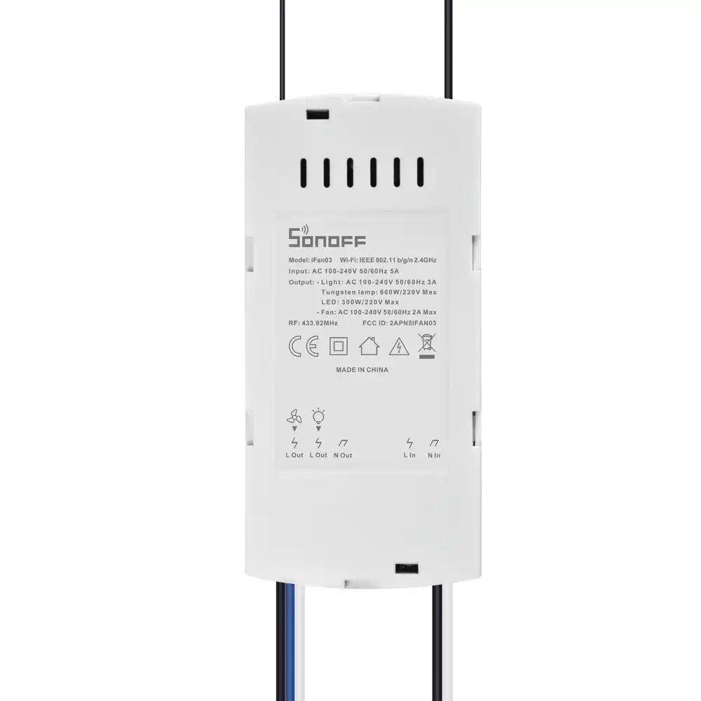 Sonoff Ifan03 Rm433 Ceiling Fan Controller Smart Wifi Switch Remote Control Adjust Fan Speed Dimmer Works With Alexa Google Home