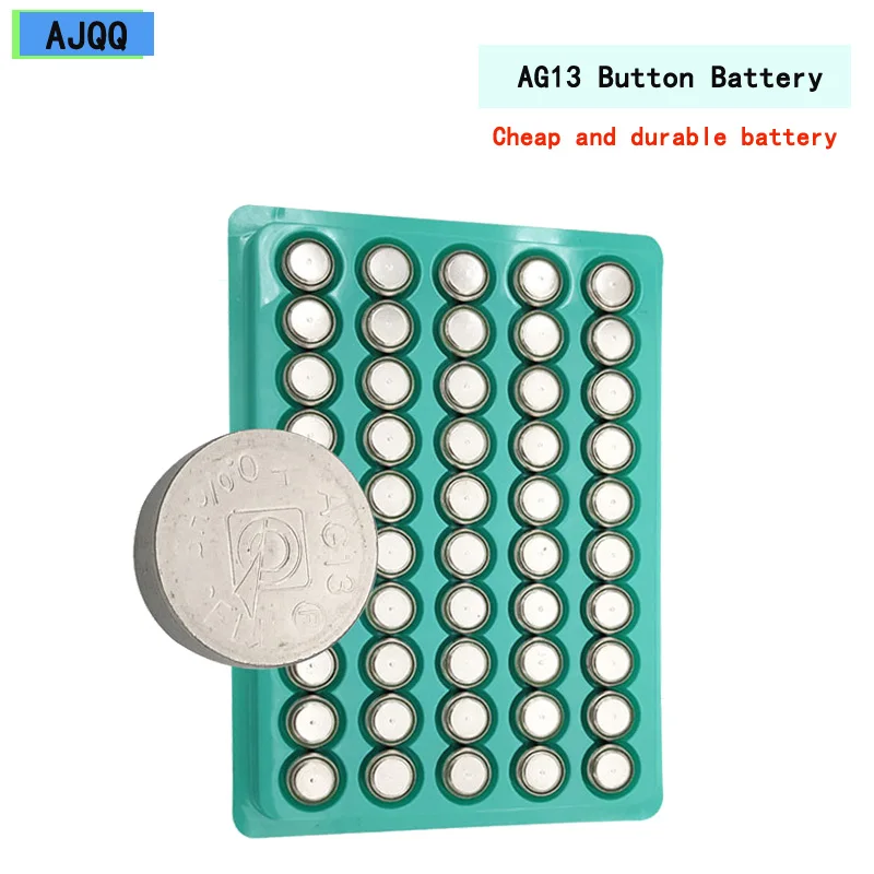 Дешевые 100 шт. 1 5 V Ag13 G13 Lr44 Щелочная батарейка кнопка LR1154 SR44 A76 357A 303 357 Lr 44 монета