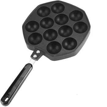 

Duolvqi 12 Cavities Aluminum Alloy Takoyaki Pan Takoyaki Maker Octopus Small Balls Baking Pan Home Cooking Tools