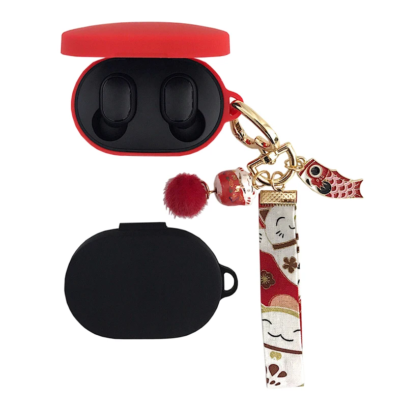 Чехол-накладка для Redmi Airdots чехол Симпатичные Lucky Cat наушники чехол для Xiaomi Airdots наушники чехол крышка кошка кольцевые завязки на силиконовый чехол