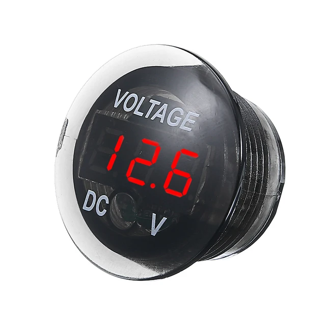 12V-24V Car Motorcycle Universal Waterproof Mini LED Digital Display Voltmeter Red/Green/Blue Light Digital Display RED