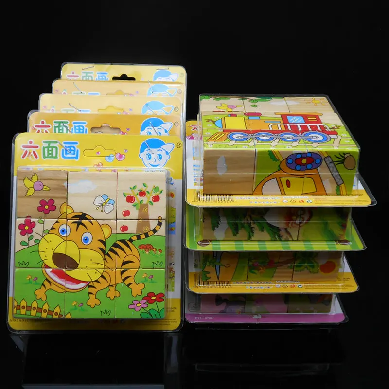 Kids 3d Puzzles six Sides Jigsaw Cartoon Animals Blocks Baby Early Learning Aids Children's Homeschool Supplies Educational Toys 10 50 pcs behavior punch cards for kids incentive loyalty reward card for teacher homeschool classroom supplies for motivation