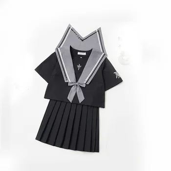 

Jk Suit Uniform Cute Girl Daily Sailor Dress Jpanese Kawaii Preppy Suit Exuisite Embroidery Top Long Short Pleated Skirt