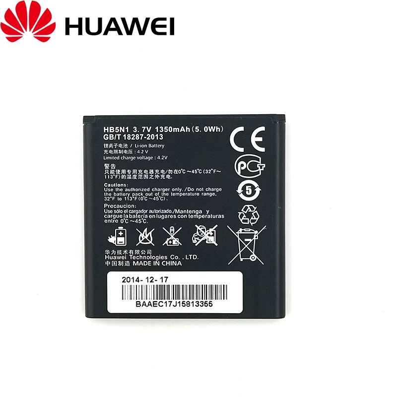 Оригинальный аккумулятор 1350mA HB5N1 для телефона Huawei Ascend G300 G305T C8812 U8815 U8818 T8828 Y220 Y310 U8825