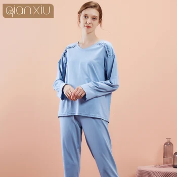 

Bamboo fiber pajama Light rest Autumn new products women's pullover home wear suit casual Pajama 302