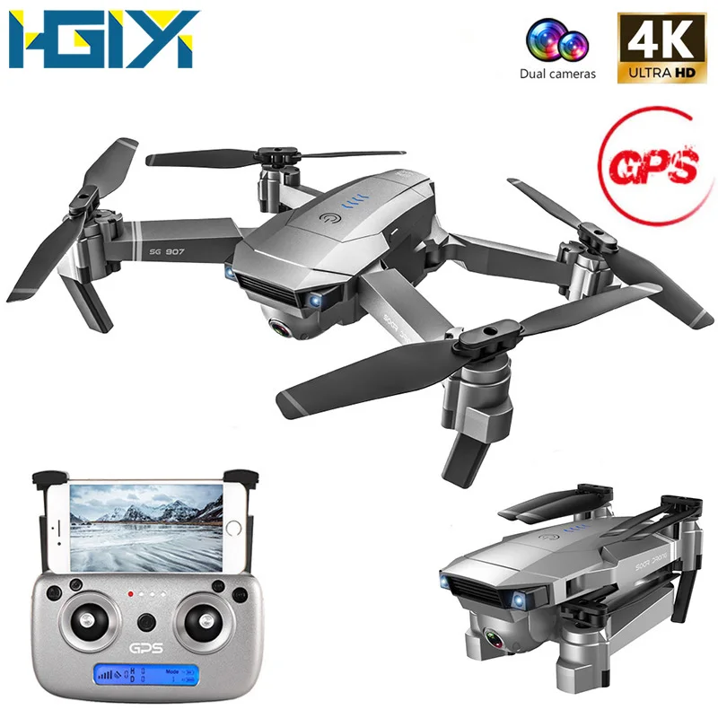 Радиоуправляемый Дрон HGIYI SG907 с gps камера 4K HD широкий угол Wi Fi FPV 50 раз зум складной