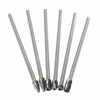 

6mm Shank Tungsten Carbide Rotary Files Burr Set Point Burrs Die Grinder Aluminum 10mm Head 6pcs