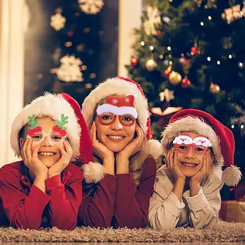 

12pcs Christmas Glittered Glasses Frame Christmas Glasses Props Xmas Glasses Party Glasses Props Christmas Glasses Decoration