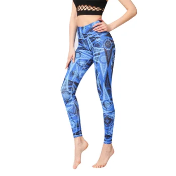 

Women Spring Print Pants Running Sports Slim Pull Slacks High Waist Leggings