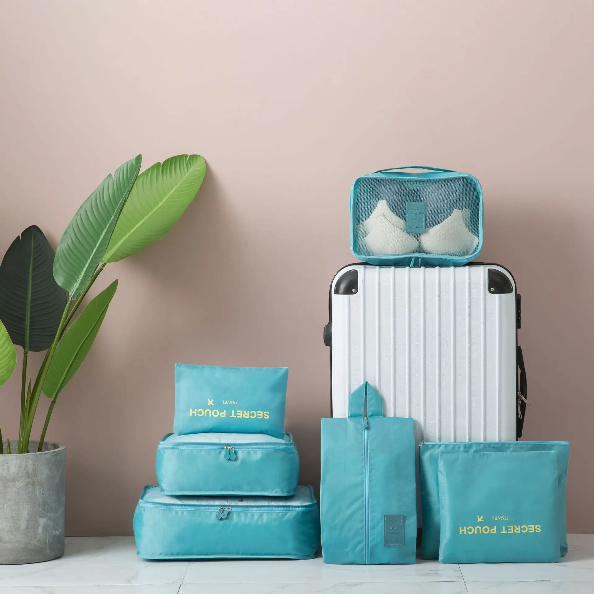 Travel storage 6-piece storage bag underwear shoes 6 bag Oxford waterproof cloth luggage and distribution storage bag travel bags