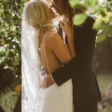 Длинные 2 м Свадебные фаты для невест Тюль Звездные жемчужные Роскошные вуали для невест вуаль de Mariage