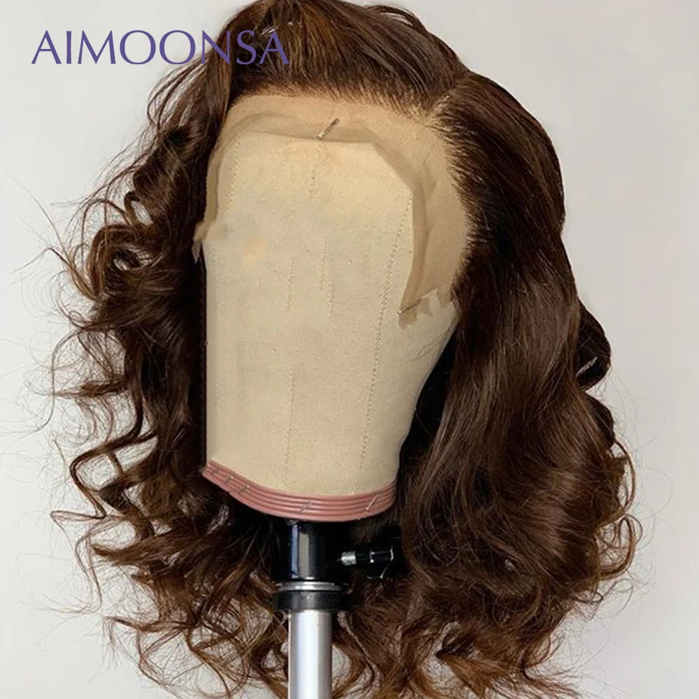 

Brown Colored Lace Front Wigs Human Hair With Baby Hair 13*6 Deep Part PrePlucked Lace Wig For Women Black Remy Aimoonsa