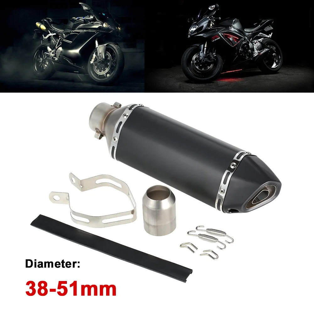 

38-51mm Black Small Hexagonv Oblique Tail Refit Exhaust Muffler With Fit For Motorcycles ATV Universal