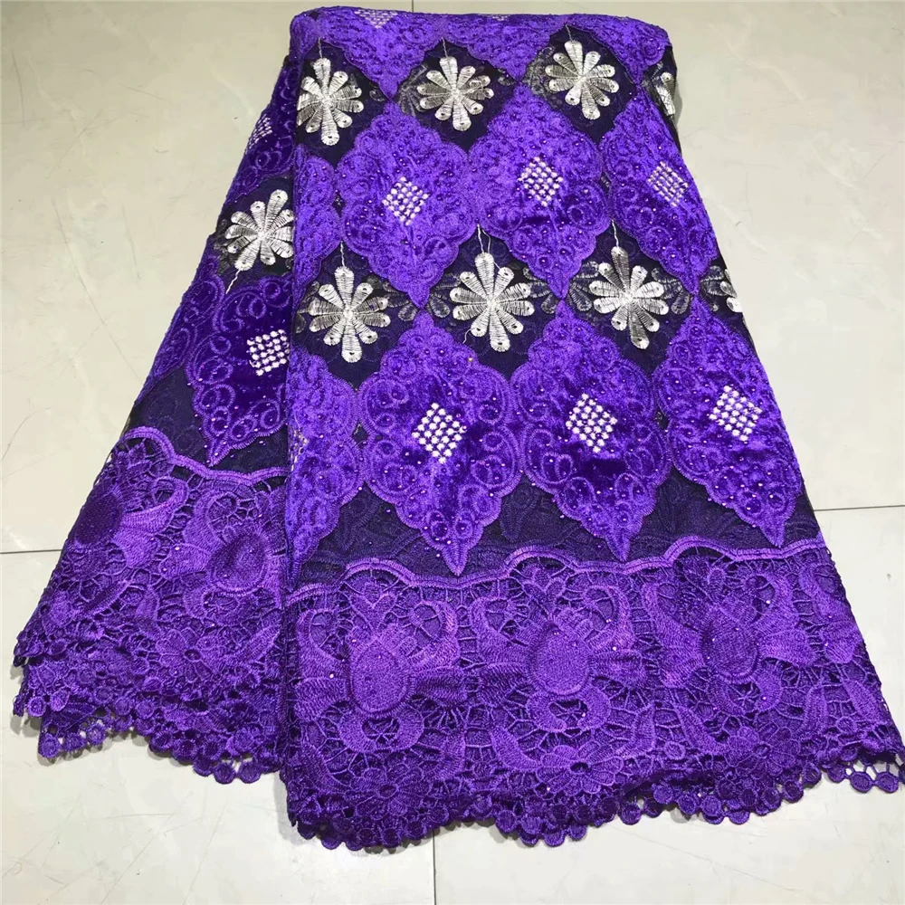 

Latest African Lace 2019 High Quality French Bridal stone Lace Fabric Embroidery French African Lace Fabric 5yards