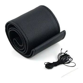 

4 Color DIY Texture Soft Auto Car Steering Wheel Cover with Needles and Thread Artificial Leather Car Covers Hot Car-styling
