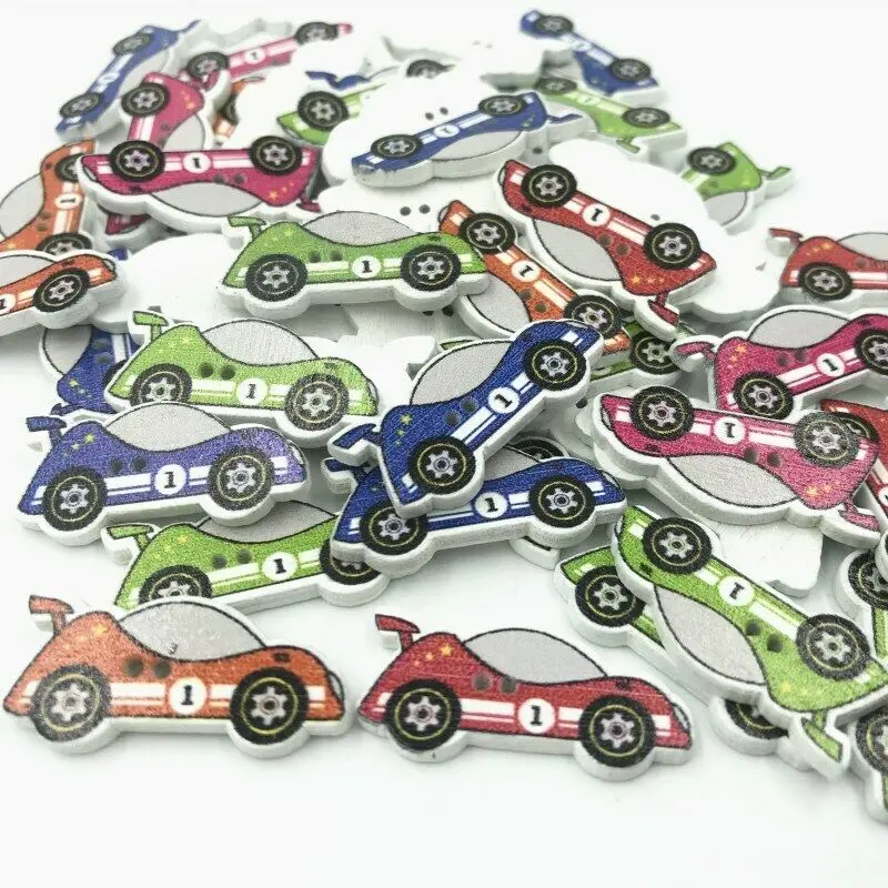 

DIY 100pcs Cartoon Racing car shape Wooden buttons Sewing Craft Scrapbooking 30mm