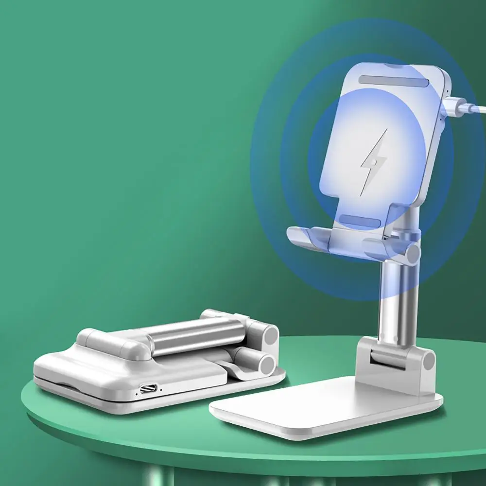 

Wireless Charging Cell Phone Lazy Bracket Portable Telescopic Folding Aluminum Alloy Charging Dock Station Holder